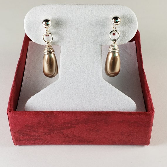 Sterling Silver Ball Post with Drop Earrings Cubic Zirconia Teardrop - Red Sterling Silver Ball Post with Drop Earrings Cubic Zirconia Teardrop - Red