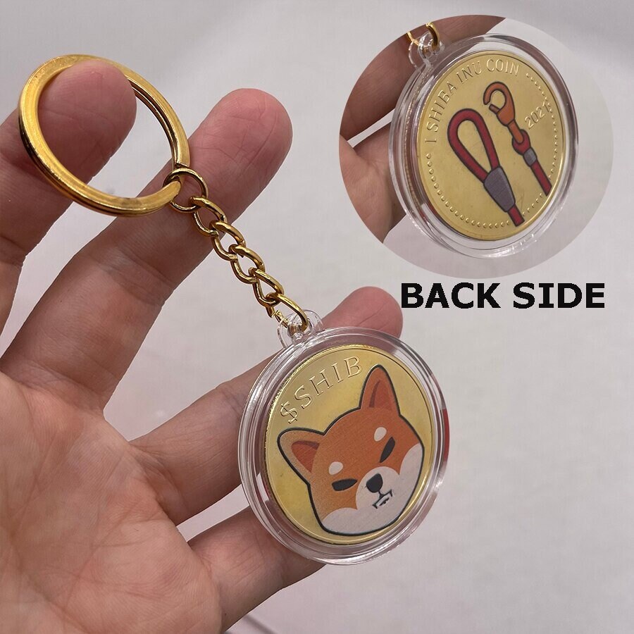 Dogecoin Keychain Cryptocurrency Coin Key ring Doge Coin Meme Key chain Crypto currency trade miner Accessory Dogecoin keyring