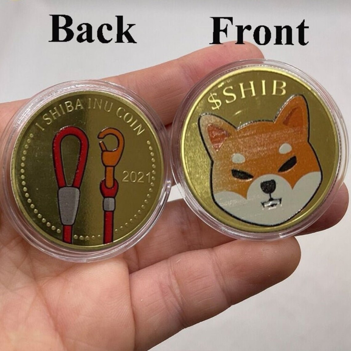SHIBA INU 2021 Colored Pictured Gold Plated Shib Crypto Coin Etsy