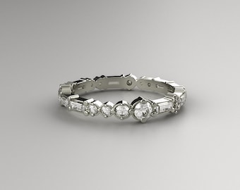 Anillo de eternidad de Acuario, con diamante natural, diamante sintético o moissanita - Joyería astrológica del zodíaco