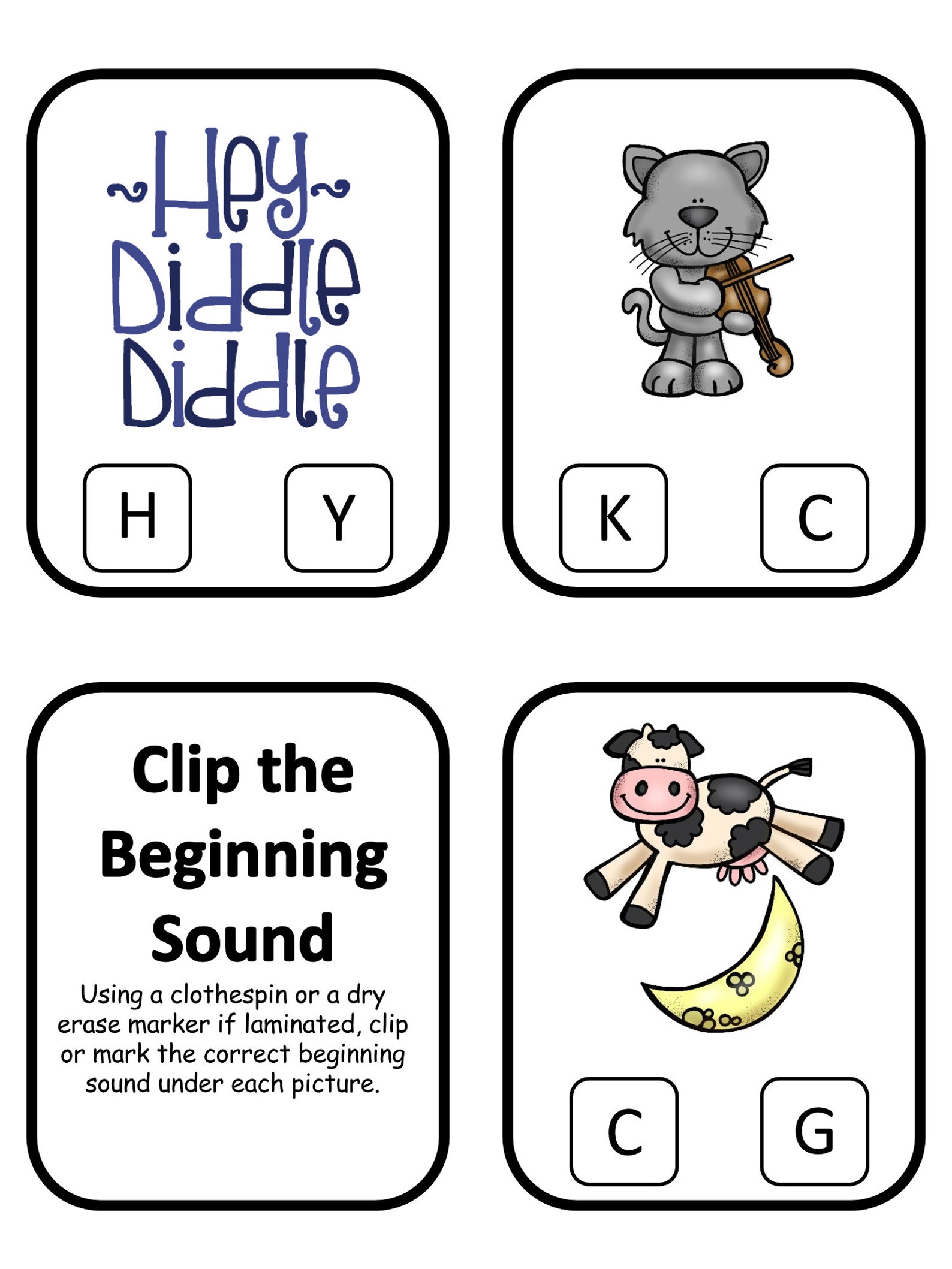Hey Diddle Diddle Learning Pack: Preschool Kindergarten Activities (PDF ...