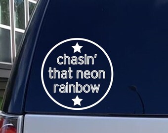 Calcomanía de música country, calcomanía Chasin That Neon Rainbow, Alan Jackson, calcomanía sureña, música country clásica, fanáticos del country de los 90, amantes de la música
