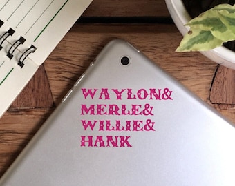 Calcomanía de Waylon Merle Willie Hank, Waylon Jennings Merle Haggard Hank Williams Willie Nelson, Reyes de la música country, Calcomanía de música country
