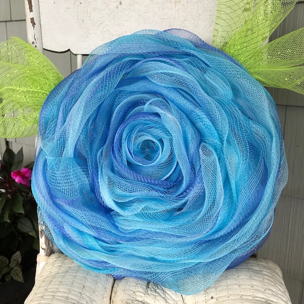 Rose Wreath 14-Inch Wreath | Pink, Purple, Blue Or Ombre | Front Door Wreath | Girls Room Wreath | Mesh Rose Wreath | Flower Wreath