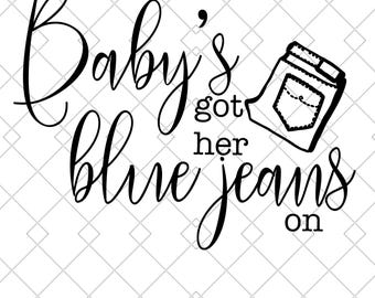 El bebé lleva puestos sus jeans azules Archivo SVG de Mel McDaniel Descarga instantánea