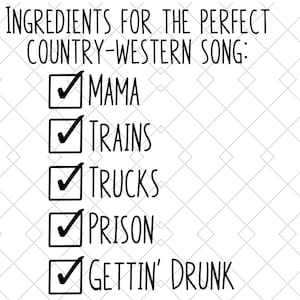 Ingredienser för den perfekta countrysången David Allan Coe SVG-klippfil direktnedladdning