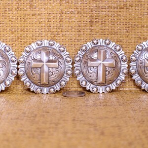 4-C301 Cross w/ Silver Berries Concho 2 3/8" Screw back