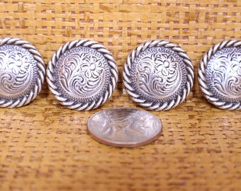 4-C702 Rope Edge w/ Silver Conchos 1" Screw Back