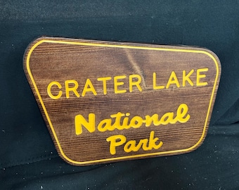 Crater Lake National Park  / Carved / Wood Sign / Rustic / Cabin / Sasquatch/ Decor