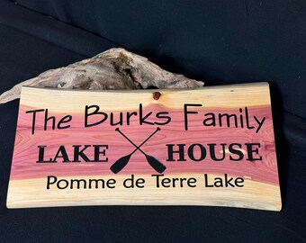 Live Edge, Custom Sign, Lake,Mountain, Rustic Cabin, Personalized Camp.