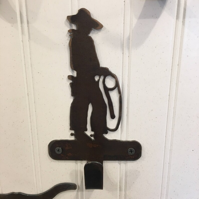 Rustics Cowboy W/Rope and Saddle Robe or Rope Hook Home Etsy