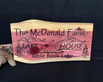 Live Edge, Custom Sign, Lake,Mountain, Rustic Cabin, Personalized Camp.