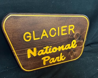 Glacier National Park  / Carved / Wood Sign / Rustic / Cabin / Sasquatch/ Decor