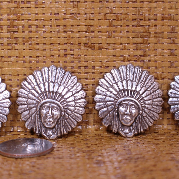 4-C643 Indian Head Dress Cut-out Concho 1 3/8" Screw back