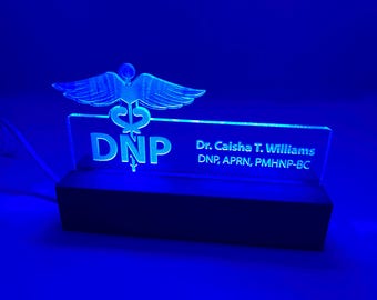 Personalized Career - Nursing - Doctor - Medical - Physician - Executive  LED light desk name plate.