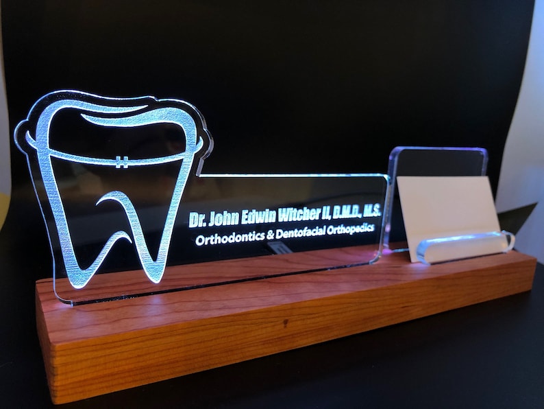 Personalized Dentist Orthodontist LED Light Desk Name Plate Etsy