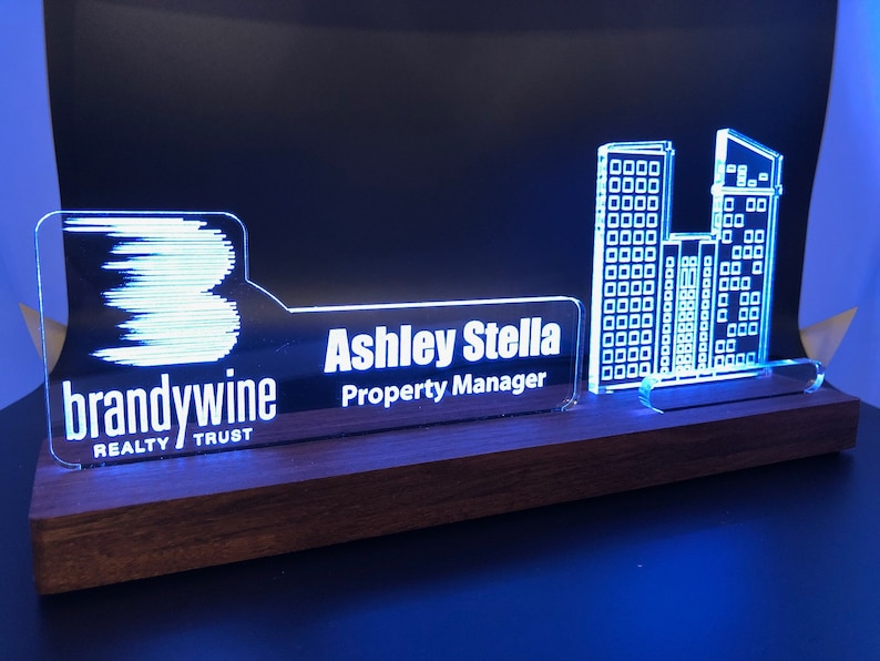 Personalized Construction Industry LED Light Desk Name Plate Etsy