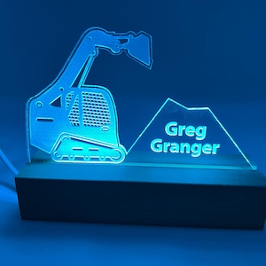 Placa de identificação de mesa com luz LED personalizada para minicarregadeira - Bobcat - Equipamento pesado - Construção - Máquina.