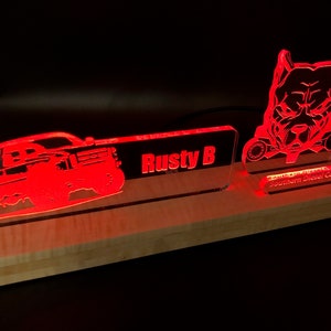 Add any profession/logo - personalized LED light desk name plate and business card holder.  Wood and Acrylic.