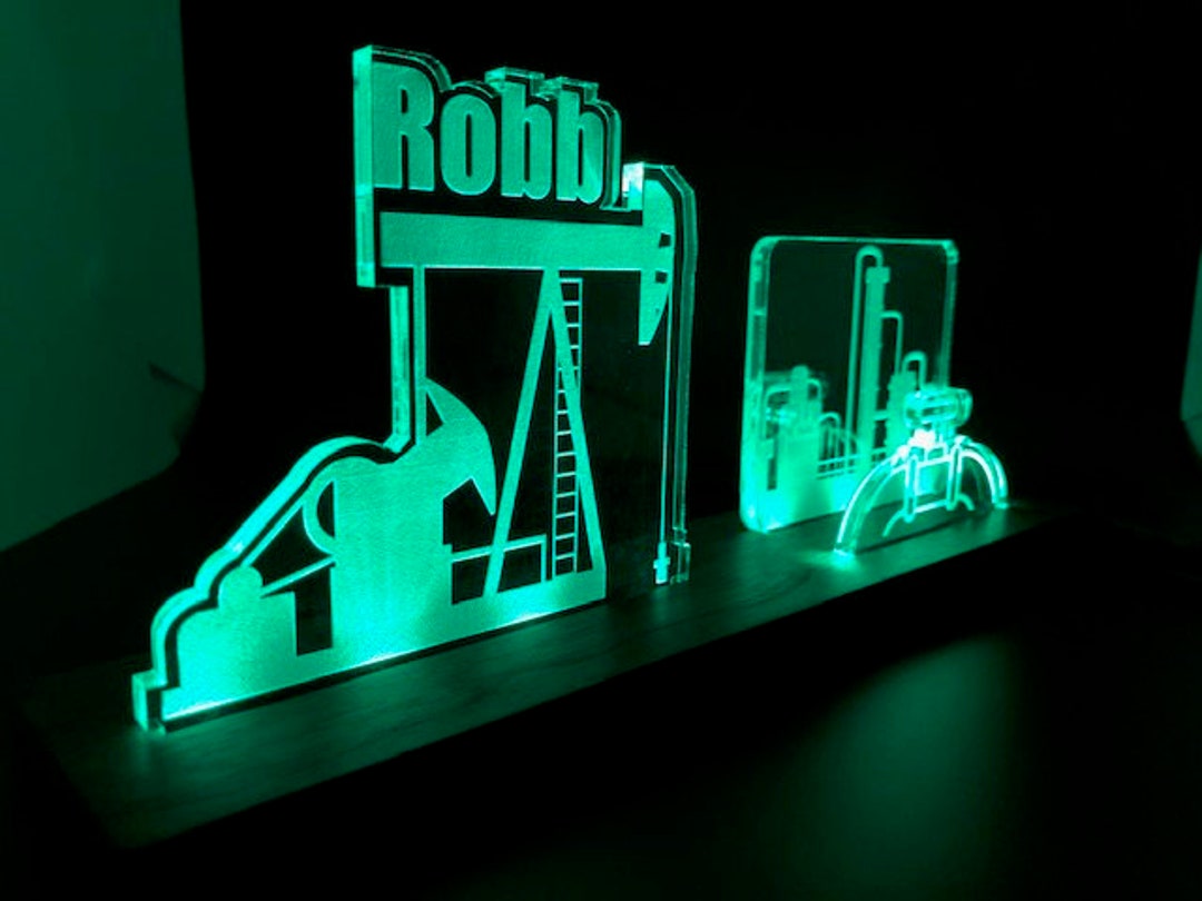 Personalized Oil Pump Rig LED Light Desk Name Plate and Business Card ...