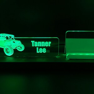 Custom LED Offroad - Plaque signalétique de bureau RZR et porte-carte de visite.  Bois et acrylique.