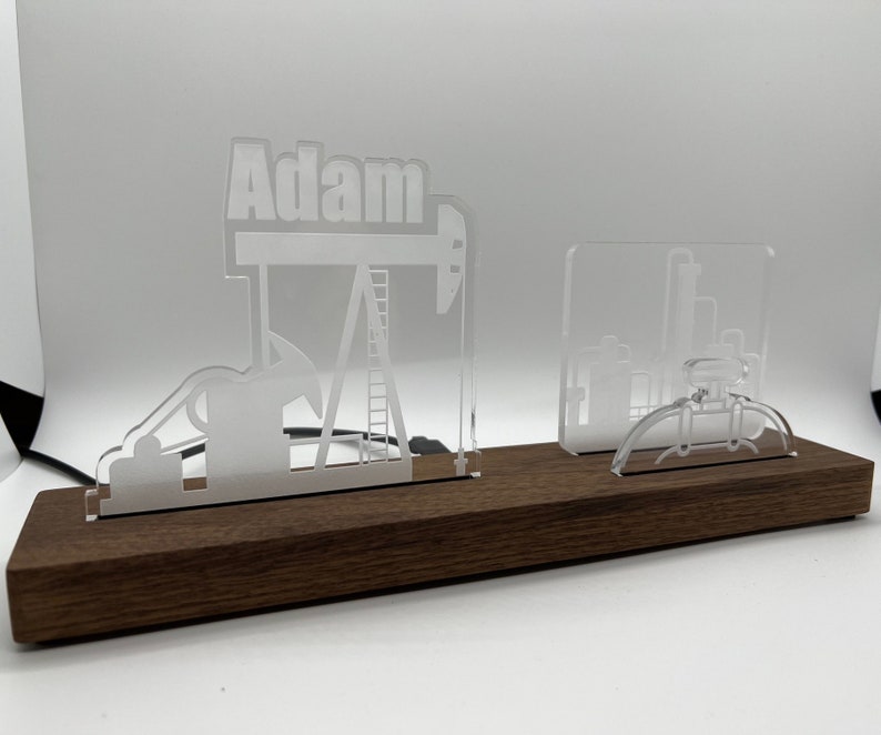 Personalized Oil Pump Rig LED Light Desk Name Plate and Business Card ...