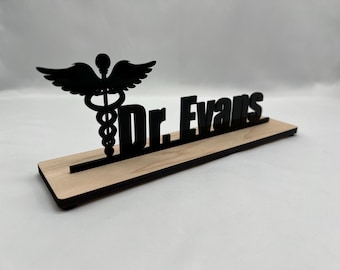 Personalized Career - Nursing - Doctor - Medical - Physician - Executive desk name plate.  Wood and Acrylic.