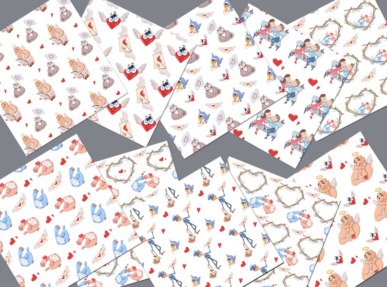 Valentine/'s Day bundle of illustrations Pets Holidays Romantic collection Angels Hearts Cupid Love clipart Wings