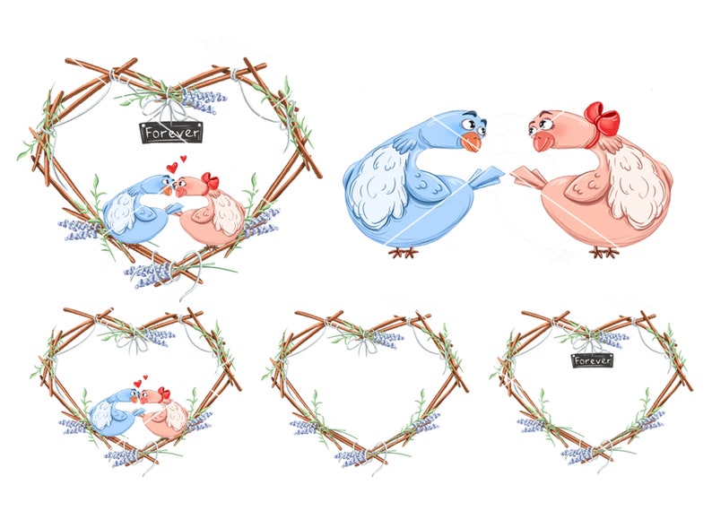 Valentine/'s Day bundle of illustrations Pets Holidays Romantic collection Angels Hearts Cupid Love clipart Wings