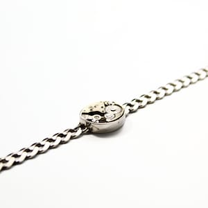 Bracciale in argento con meccanismo di orologio rettangolare a maglia piatta art.415