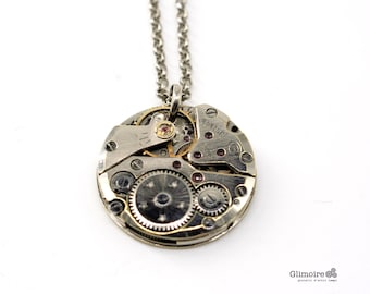 Necklace with vintage watch movement art.285