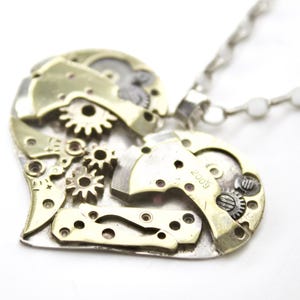 Mechanical Heart - Silver Necklace with Clock Gears (Art. 437)
