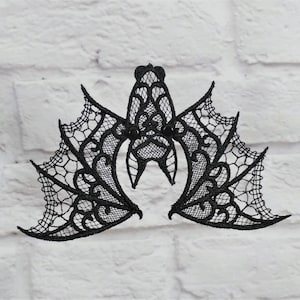 Embroidered Lace Bats, Black with Moveable Wings, Halloween Decoration