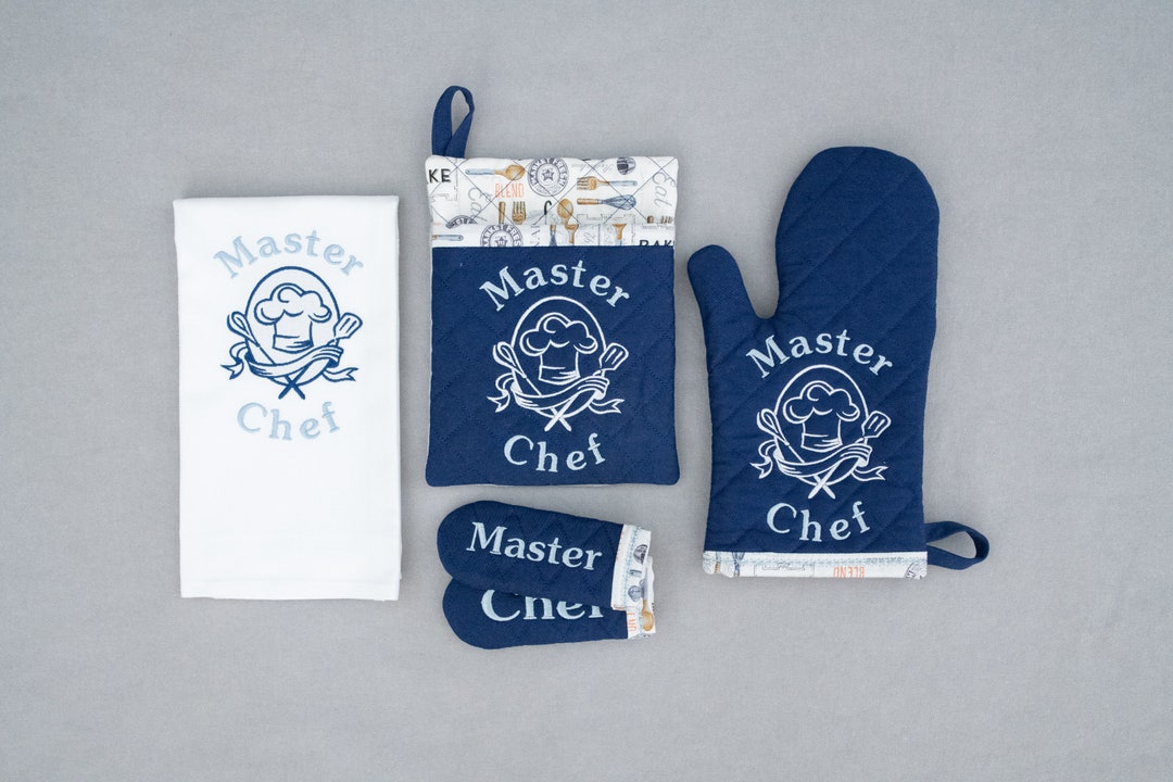 Master Chef Oven Mitt, Pocket Pot Holders, Pan Handle Holders, Tea