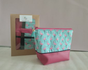 Kit diy couture pochette trapeze flamant rose