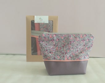 Kit diy couture pochette trapèze fleur violettes