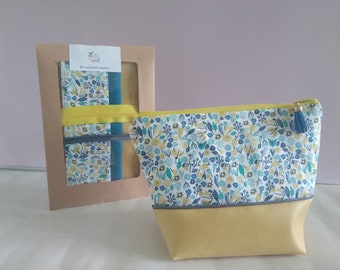 Kit diy couture pochette trapèze fleur milly bleu