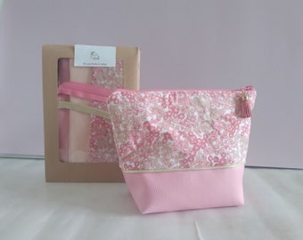 Kit diy couture pochette trapèze fleur rose