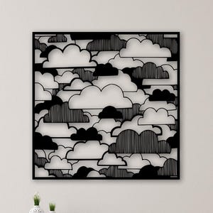 Black Cloud Metal Wall Art: Abstract Minimalist Decor