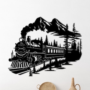 Train Wall Decor, Steam Train Wall Decor, Nostalgic Train Wall Art, Railway Art, Lanndscape Wall Decor, Nature Wall Art, Metal Wall Decor,