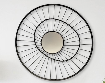 Circular Decorative Mirror, Metal Wall Decor, Metal Wall Art, Wall Hangings, Office Home Decoration, Wall Mirror  (60x60 cm) (24x24 inches)