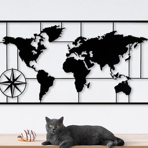 World Map Metal, Wall Decor, Metal World Map, Metal Wall Decor, Art Work, Home Wall Art, Metal Art, Wall Decoration 38x19in98x49cm image 2