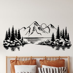 Mountain Metal Wall Decor, Metal Wall Art, Landscape Decor, Lake Wall Art Wall Hangings, Nature Wall Art Geometric WallArt, Home Metal Decor