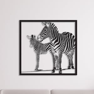 Zebra Metal Wall Art: Geometric Animal Decor (70x73 cm)