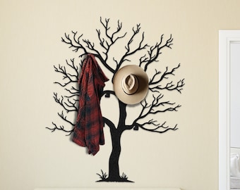 Extra Large Metal Tree Coat Rack: Modern Wall Decor with Hooks
