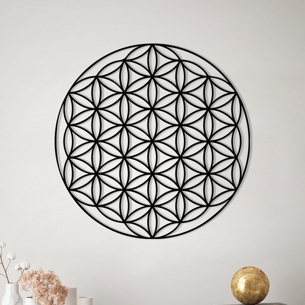 Arte de pared de metal de la flor de la vida, decoración de la pared de la flor de la vida, decoración de la pared, colgantes de pared, arte geométrico de la pared, regalo de Navidad, regalo de bienvenida