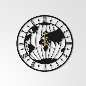 World Unique Design Metal Wall Clock, Metal World Map,Metal Wall Decor, Art Work, Wall Art, Metal Art, Wall Decoration (24X24 inc)(60x60 cm)