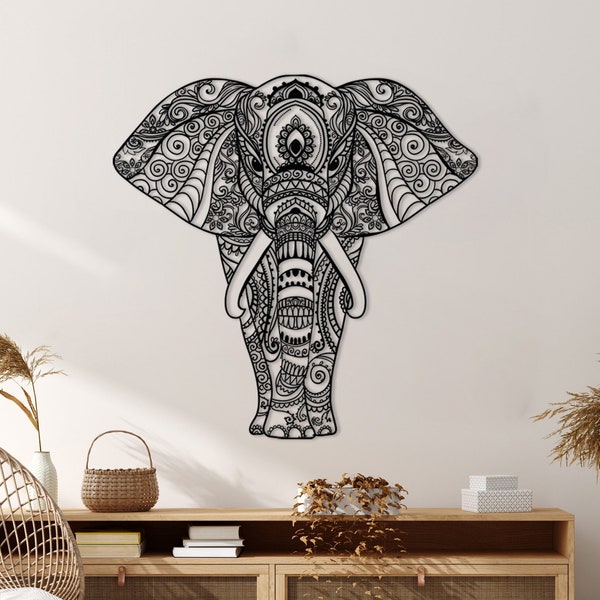 Mandala Elephant Metal Wall Art, Metal Wall Decor, Wall Decor, Wall Hangings, Geometric Wall Art, Home Metal Decor, Animal Wall Art