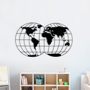 XL Weltkarte, Metall Wanddekor, Metall Wandkunst, Metall Wanddekor für Zuhause Büro Schlafzimmer Wohnzimmer, Dekoration im Freien 47X28 Zoll