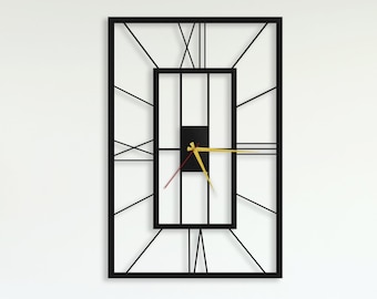 Metal Wall Decor, Metal Wall Art, Rectangle Design Metal Wall Clock, Interior Decoration, Wall Decoration, Home Metal Decor, Metal Art Decor